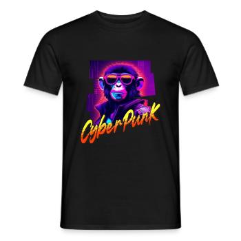 Singe Cyberpunk - T-shirt homme - noir - Devant - AI Model Male 178 light (178cm)