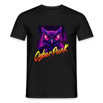 Cyberpunk-Eule - Männer T-Shirt - Schwarz - Vorne - AI Model Male 178 light (178cm)