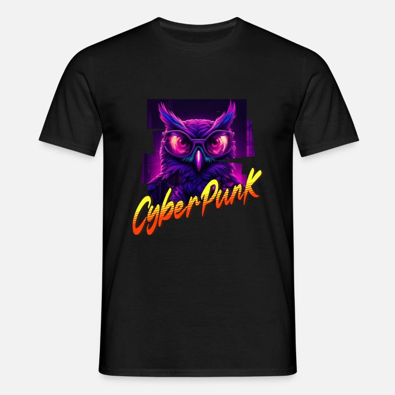 Cyberpunk-Eule - Männer T-Shirt - Schwarz