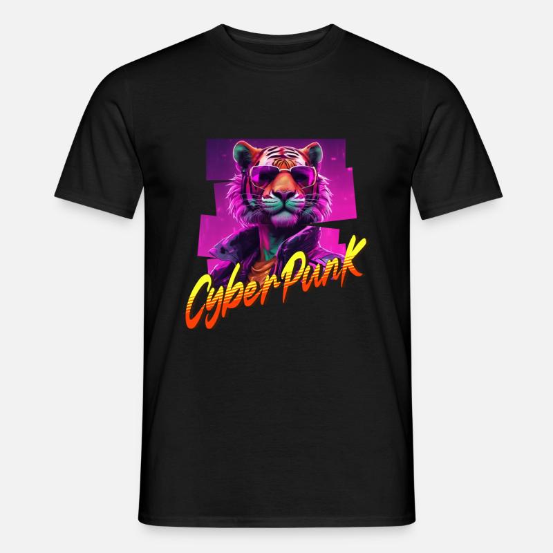Cyberpunk Tiger - Männer T-Shirt - Schwarz