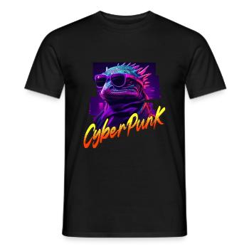 Cyberpunk lizard - Men's T-Shirt - black - Front - AI Model Male 178 light (178cm)