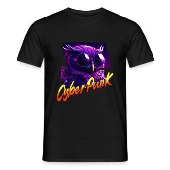 Cyberpunk-Eule - Männer T-Shirt - Schwarz - Vorne - AI Model Male 178 light (178cm)