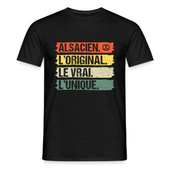 Alsacien l' original humour Alsace cadeau vintage - T-shirt homme - noir - Devant - AI Model Male 178 light (178cm)