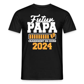 Nouveau Nouvelle Naissance Future Papa 2024 - T-shirt homme - noir - Devant - AI Model Male 178 light (178cm)