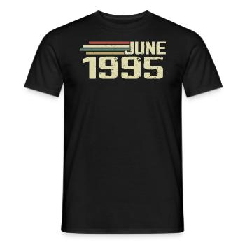 June 1995 Anniversary June 1995 June 1995 Birthday - Men's T-Shirt - black - Front - AI Model Male 178 light (178cm)
