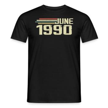 Juin 1990 Anniversaire Juin 1990 Juin 1990 Anniversaire - T-shirt homme - noir - Devant - AI Model Male 178 light (178cm)