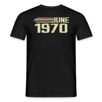 Juin 1970 Anniversaire Juin 1970 Juin 1970 Anniversaire - T-shirt homme - noir - Devant - AI Model Male 178 light (178cm)