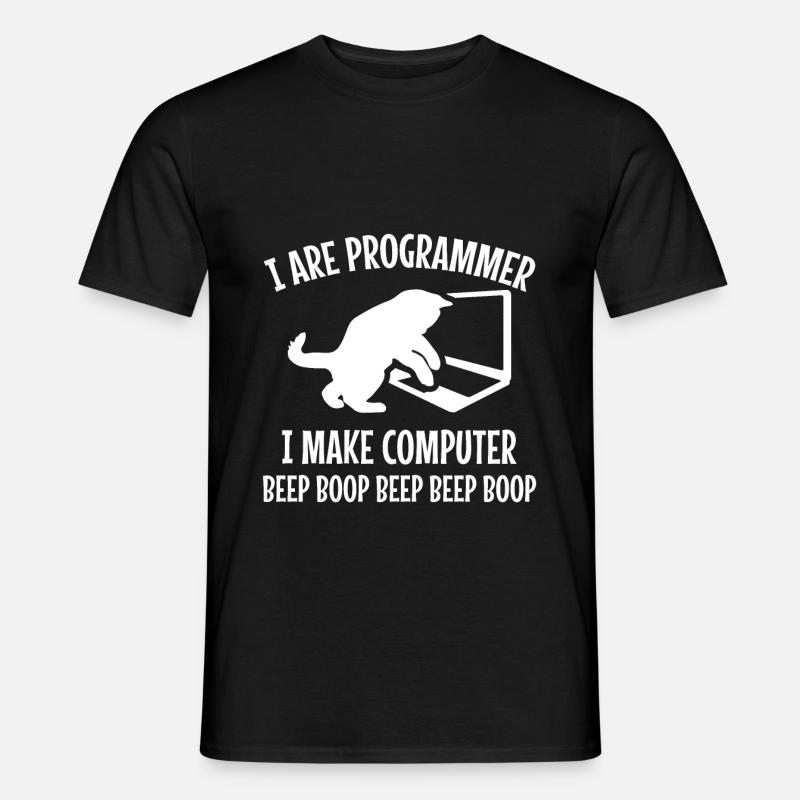 Programmierer Katze Geschenk Programmieren Mitze - Männer T-Shirt - Schwarz