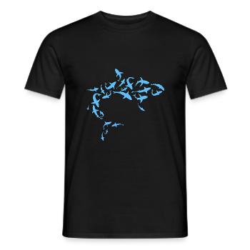 Big shark from many small sharks gift - Men's T-Shirt - black - Front - AI Model Male 178 light (178cm)