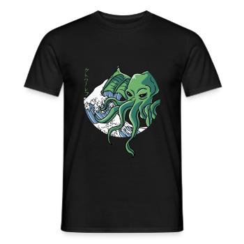 Die große Welle vor Kanagawa Cthulhu Geschenk - Männer T-Shirt - Schwarz - Vorne - AI Model Male 178 light (178cm)
