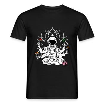 Astronaute Magic Mushrooms Psychedelic LSD - T-shirt homme - noir - Devant - AI Model Male 178 light (178cm)