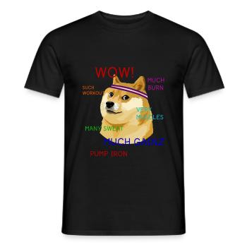 Fun Gym Doge Meme Workout Gainz - Men's T-Shirt - black - Front - AI Model Male 178 light (178cm)