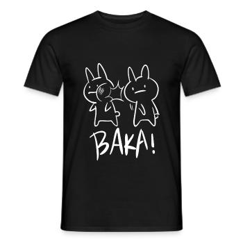 Kawaii Baka Rabbit Slaps for Otakus, Anime - Men's T-Shirt - black - Front - AI Model Male 178 light (178cm)