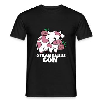 Kawaii Strawberry Cow Crazy Cow Lady Farm, - Men's T-Shirt - black - Front - AI Model Male 178 light (178cm)
