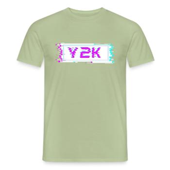 Cyber Glitch rétro Y2K - T-shirt homme - vert sauge - Devant - AI Model Male 178 light (178cm)