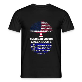 American Grown Greek Roots Griechenland - Männer T-Shirt - Schwarz - Vorne - AI Model Male 178 light (178cm)