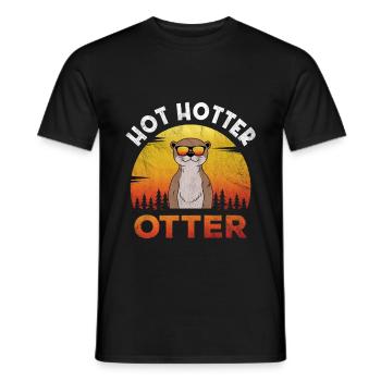 Hot Hotter Otter Wortspiel Doppelbedeutung Otter - Männer T-Shirt - Schwarz - Vorne - AI Model Male 178 light (178cm)
