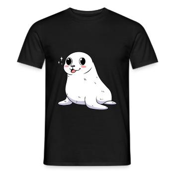 Seehund Robben Baby als Geschenk für Kids - Männer T-Shirt - Schwarz - Vorne - AI Model Male 178 light (178cm)