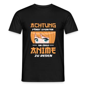 Achtung Fängt Ständig An Über Anime Zu Reden Anime - Männer T-Shirt - Schwarz - Vorne - AI Model Male 178 light (178cm)
