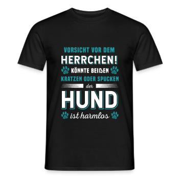 Vorsicht Vor Dem Herrchen Der Hund Ist Harmlos - Männer T-Shirt - Schwarz - Vorne - AI Model Male 178 light (178cm)