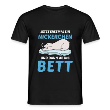 Schlafmütze Faulenzen Schlafen Pyjama Eisbär - Männer T-Shirt - Schwarz - Vorne - AI Model Male 178 light (178cm)