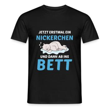 Schlafmütze Faulenzen Schlafen Pyjama Eisbär - Männer T-Shirt - Schwarz - Vorne - AI Model Male 178 light (178cm)