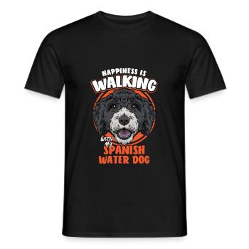 Le bonheur d'un chien d'eau espagnol marche - T-shirt homme - noir - Devant - AI Model Male 178 light (178cm)