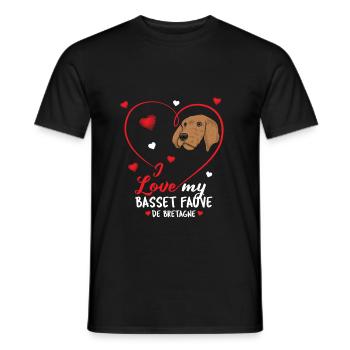 Basset Fauve de Bretagne - Men's T-Shirt - black - Front - AI Model Male 178 light (178cm)