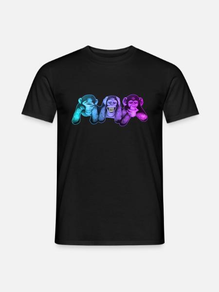 Die drei Affen | 3 Wise Monkeys Weise Affen - Männer T-Shirt - Schwarz