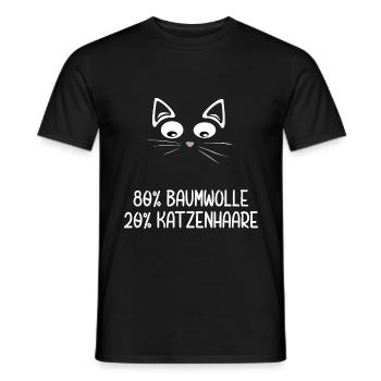 Katzenhaare Baumwolle Katzen Katze Prozent Lustig - Männer T-Shirt - Schwarz - Vorne - AI Model Male 178 light (178cm)