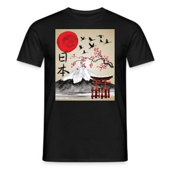 Japon Vintage Art Japonais Esthétique - T-shirt homme - noir - Devant - AI Model Male 178 light (178cm)