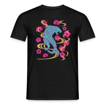 Tiger Vaporwave Ästhetik Streetwear - Männer T-Shirt - Schwarz - Vorne - AI Model Male 178 light (178cm)