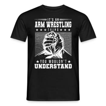 Les dictons du bras de fer | Idée cadeau de musculation sportive - T-shirt homme - noir - Devant - AI Model Male 178 light (178cm)