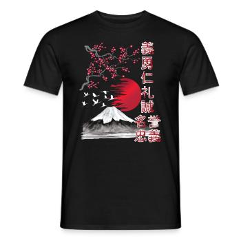 Paysage japonais - 7 vertus du samouraï - T-shirt homme - noir - Devant - AI Model Male 178 light (178cm)