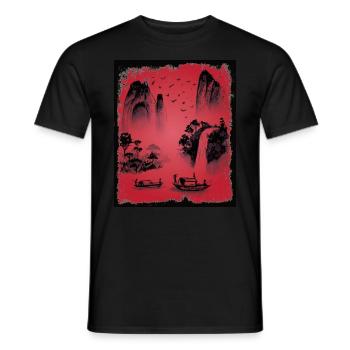 Japan Landscape Japanese Art - Men's T-Shirt - black - Front - AI Model Male 178 light (178cm)