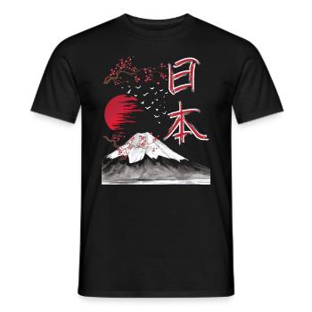 Japan Landscape Japanese Art - Men's T-Shirt - black - Front - AI Model Male 178 light (178cm)