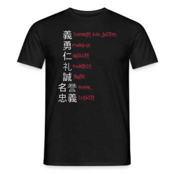 Japan - 7 Tugende der Samurai japanisch Streetwear - Männer T-Shirt - Schwarz - Vorne - AI Model Male 178 light (178cm)