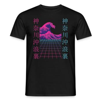 Japon Rétro Années 80 Vaporwave Streetwear japonais - T-shirt homme - noir - Devant - AI Model Male 178 light (178cm)