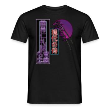 Aesthetics Japan Vaporwave Modern Samurai Retro - Men's T-Shirt - black - Front - AI Model Male 178 light (178cm)