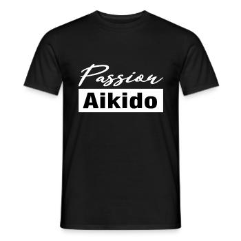 Passion aïkido - T-shirt homme - noir - Devant - AI Model Male 178 light (178cm)