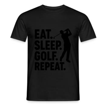 Golfspieler Essen schlafen Golf spielen - Männer T-Shirt - Schwarz - Vorne - AI Model Male 178 light (178cm)
