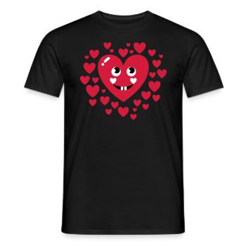 13 heart in love face funny love humor couples - Men's T-Shirt - black - Front - AI Model Male 178 light (178cm)
