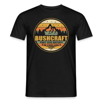 Bushcraft mit der Natur im Einklang - Survival - Männer T-Shirt - Schwarz - Vorne - AI Model Male 178 light (178cm)