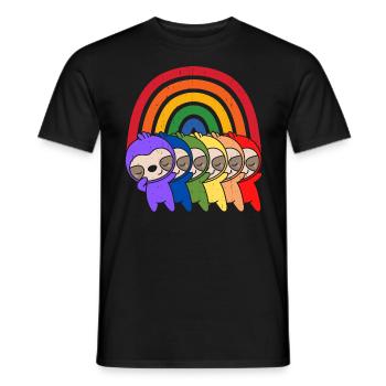 Bunte Regenbogen Faultiere - Männer T-Shirt - Schwarz - Vorne - AI Model Male 178 light (178cm)