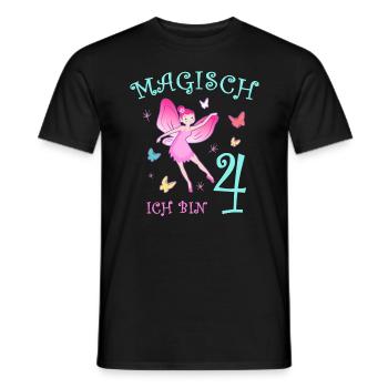 Fee Kinder Geburtstag 4 Jahre Mädchen Feen - Männer T-Shirt - Schwarz - Vorne - AI Model Male 178 light (178cm)