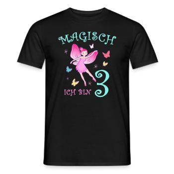 Fee Kinder Geburtstag 3 Jahre Mädchen Feen - Männer T-Shirt - Schwarz - Vorne - AI Model Male 178 light (178cm)