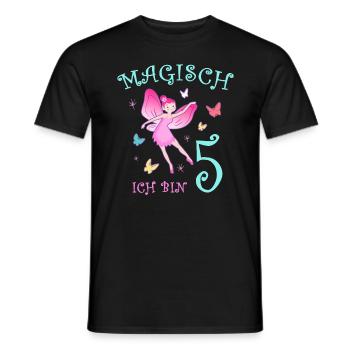 Fee Kinder Geburtstag 5 Jahre Mädchen Feen - Männer T-Shirt - Schwarz - Vorne - AI Model Male 178 light (178cm)