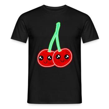 Cerises cerises rétro Vintage 70 ' s Geisha - T-shirt homme - noir - Devant - AI Model Male 178 light (178cm)