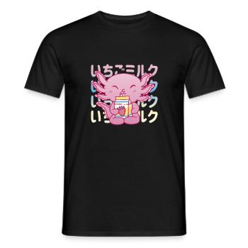 Lustiges Axolotl Trinken - Männer T-Shirt - Schwarz - Vorne - AI Model Male 178 light (178cm)