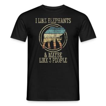 Éléphant Animal amour Design Vintage - T-shirt homme - noir - Devant - AI Model Male 178 light (178cm)